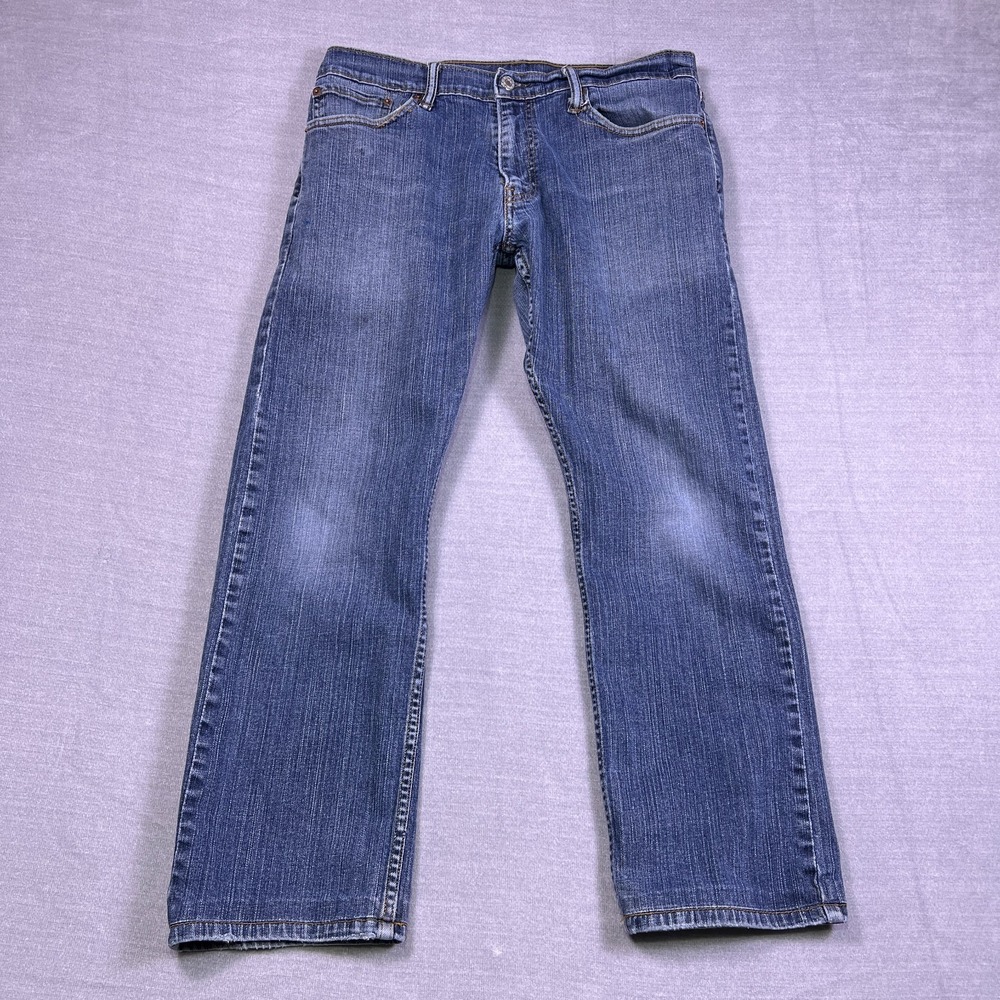 Levi's 514 Slim Straight Mid Rise Denim Jeans Mens 34 Blue Cotton Blend